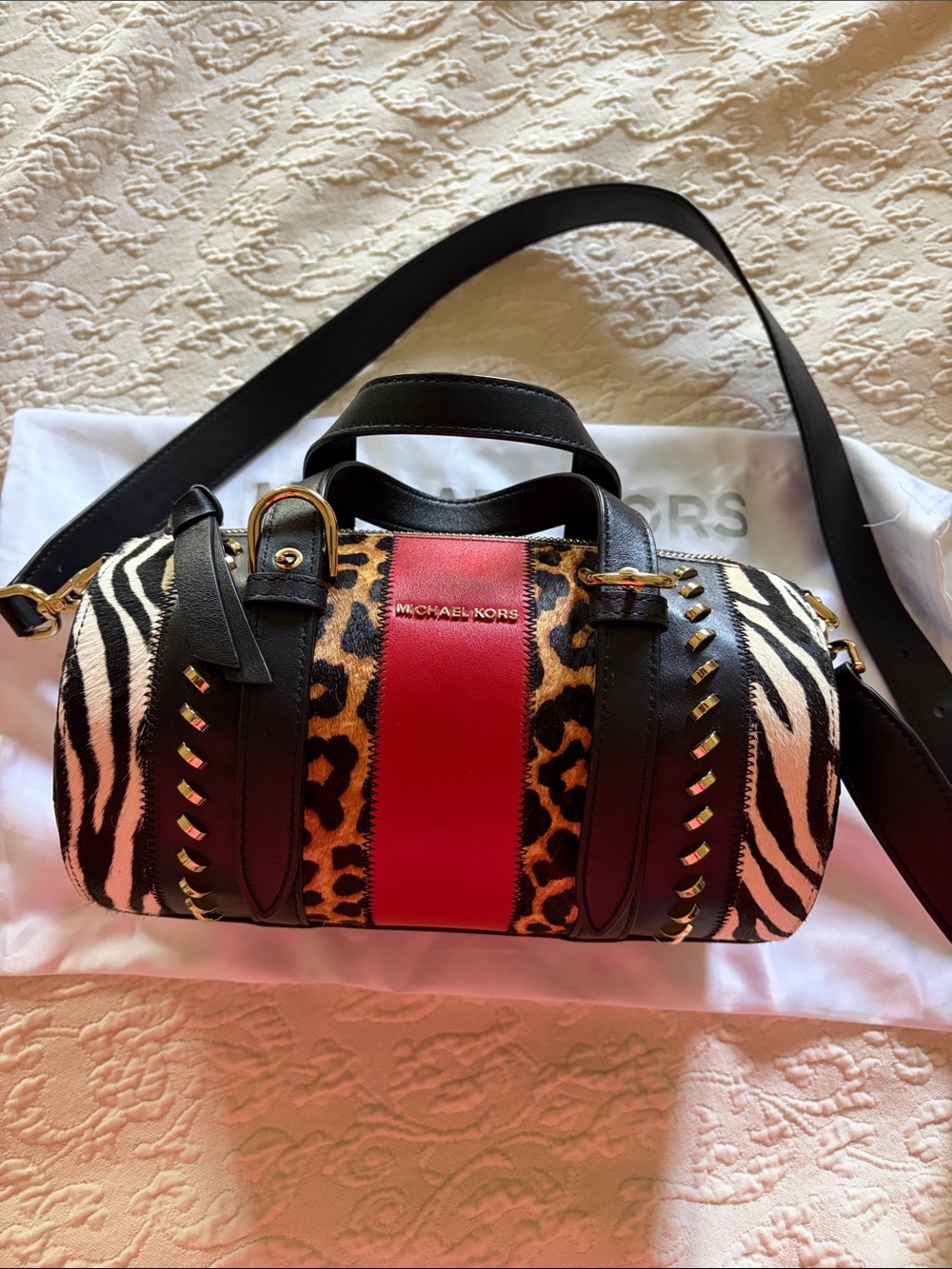 MICHAEL KORS Leather with Haircalf Barrel Bag - Picture 4 of 15